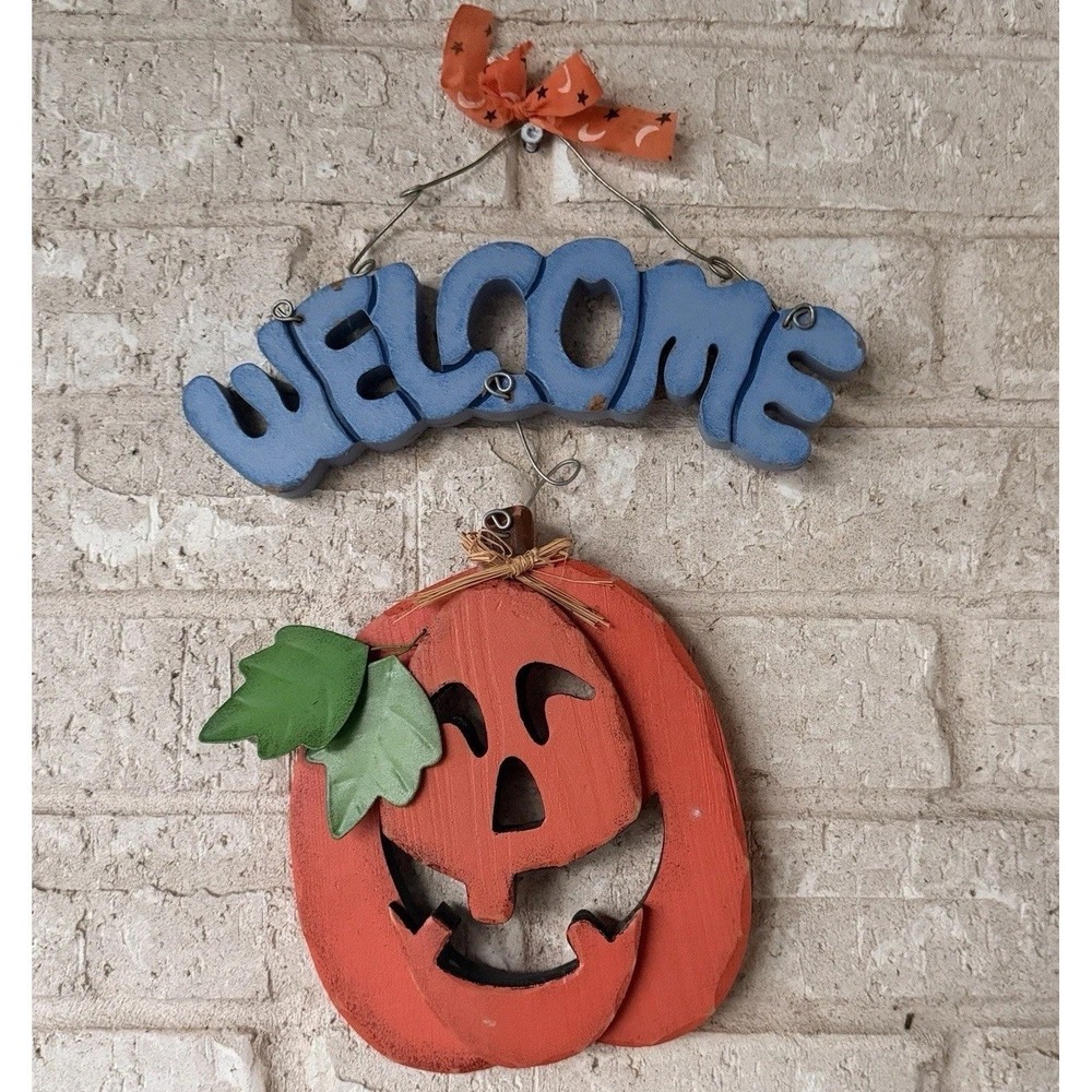 Unbranded Halloween Wall Hanging Unisex OS Orange Good Primitive Jack O Lantern